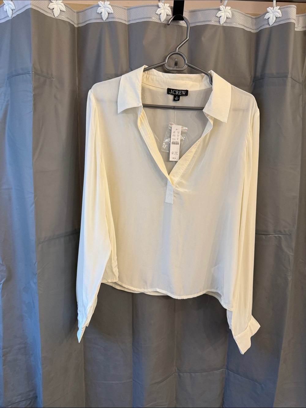 J. Crew Cream Lightweight Button-Down Blouse